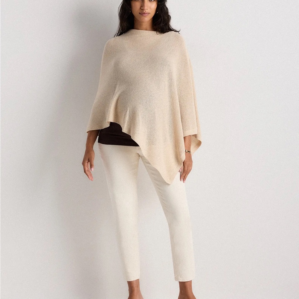 Quince Heather Oatmeal Lightweight Cotton Cashmere Nursing Shawl - Picture 2 of 9